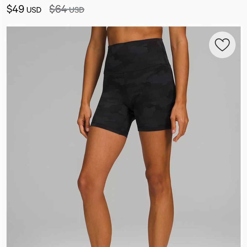 Lululemon Black Camo High Waisted Biker Shorts Women’s Size 12